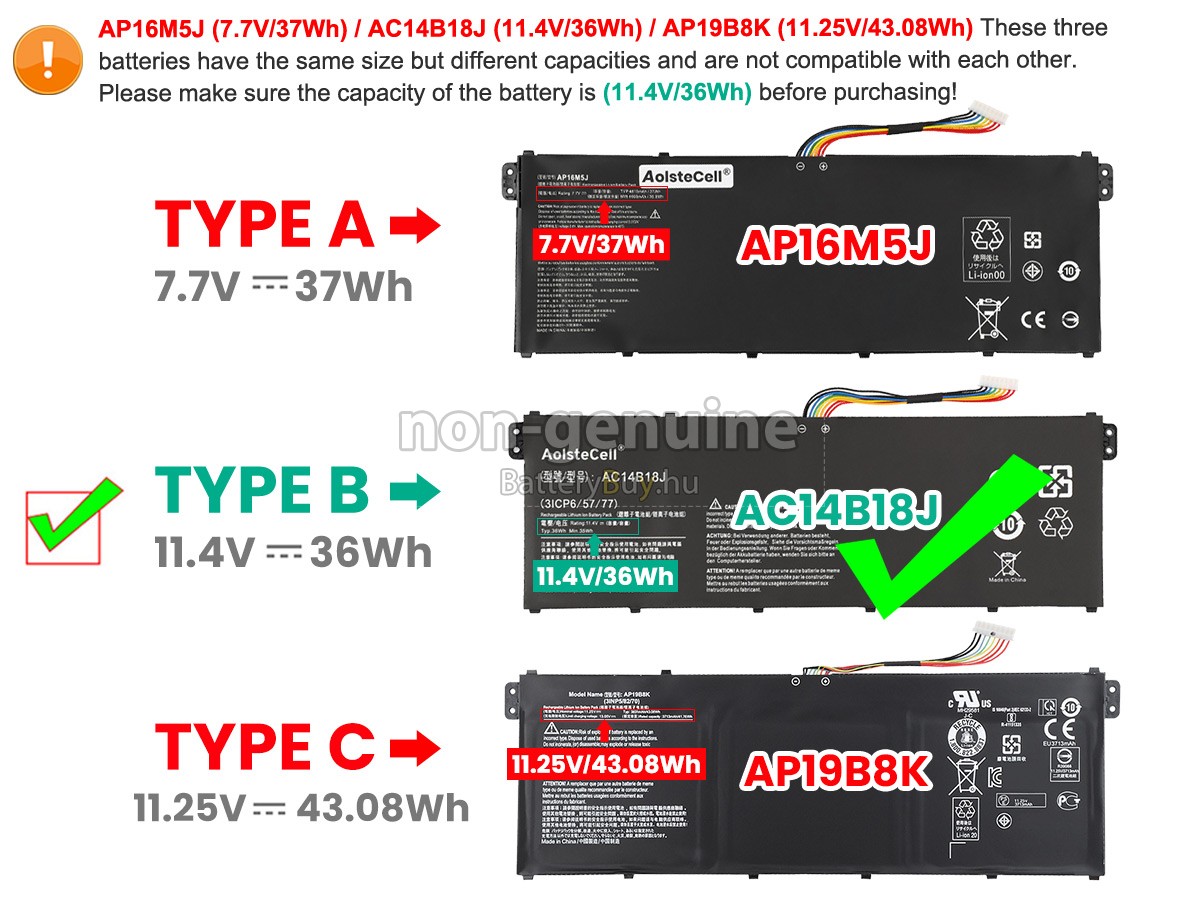 Acer Aspire 3 A314-32 helyettesítő akkumulátor