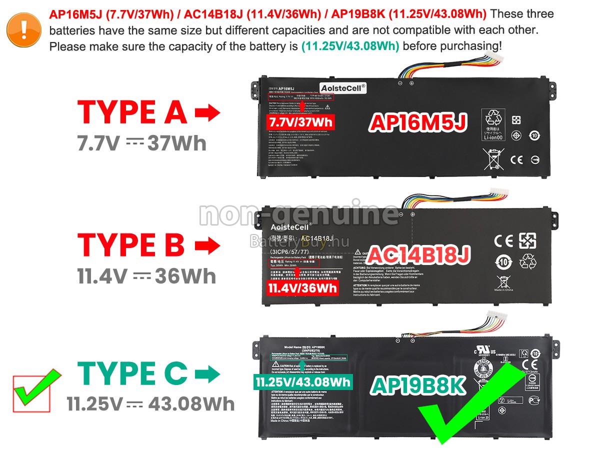 Acer Aspire 3 A314-32 helyettesítő akkumulátor