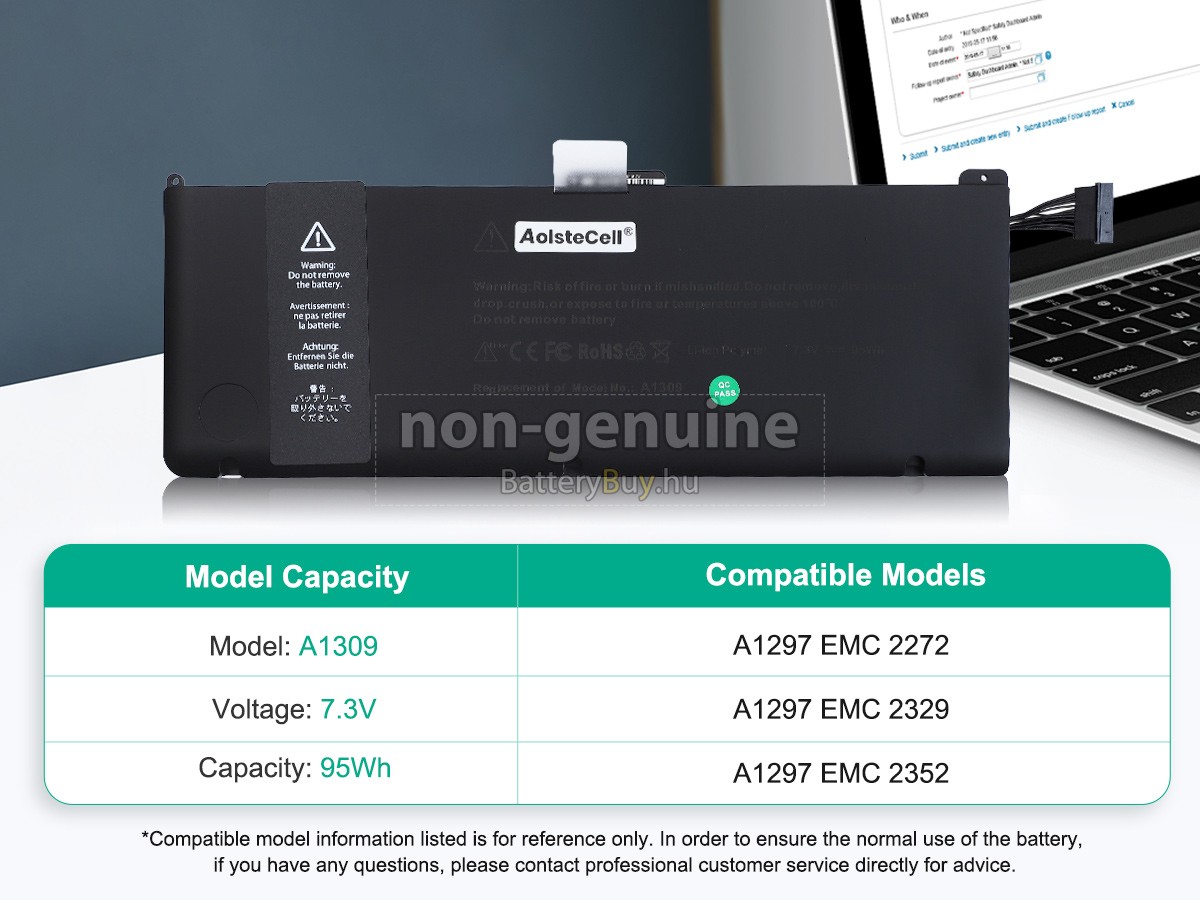 Apple MacBook Pro Core I7 2.8GHZ 17 inch A1297(EMC 2352*) helyettesítő akkumulátor