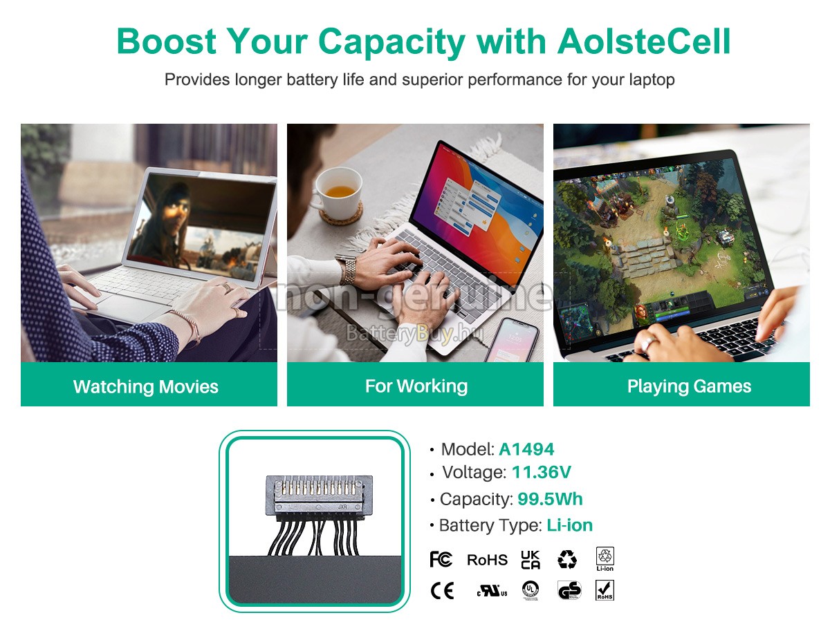 Apple MacBook Pro 15.4 inch Retina MGXA2LL/A helyettesítő akkumulátor