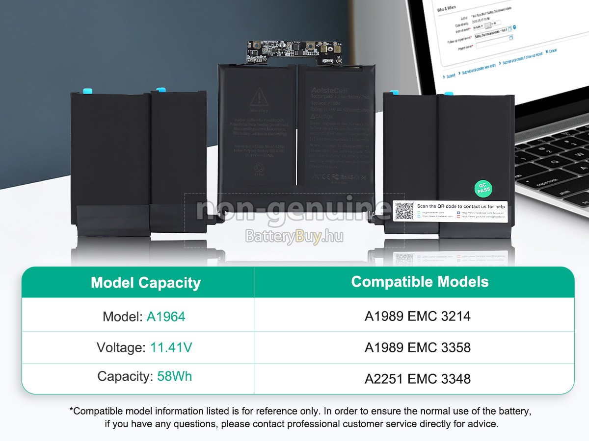 Apple MacBook Pro 13 inch TOUCH BAR A1989(EMC 3358) helyettesítő akkumulátor