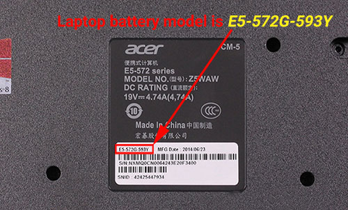 Laptop modell hátulján