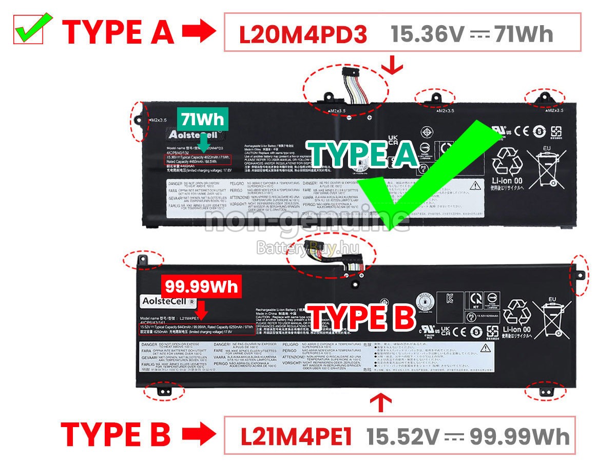 Lenovo LEGION S7 16ARHA7-82UG001FMJ helyettesítő akkumulátor