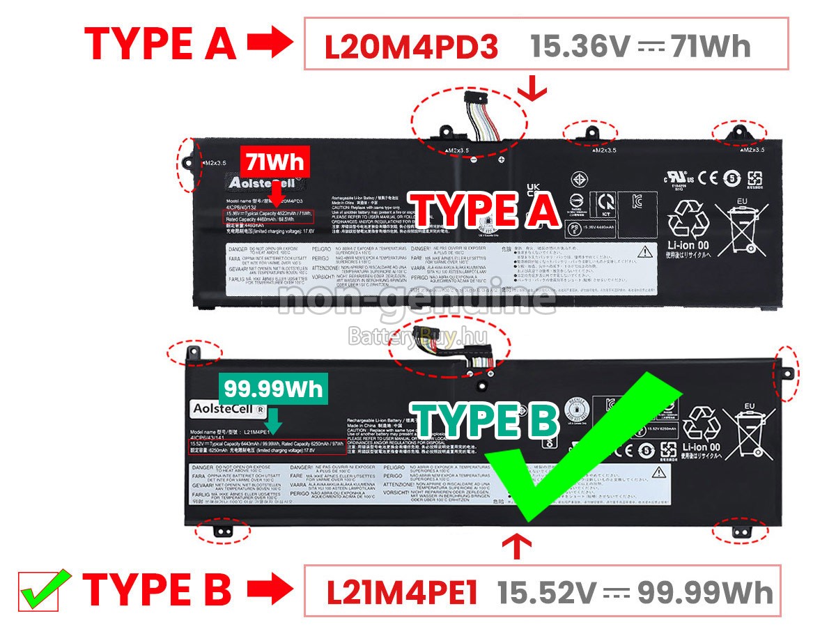 Lenovo LEGION S7 16ARHA7-82UG001FMJ helyettesítő akkumulátor