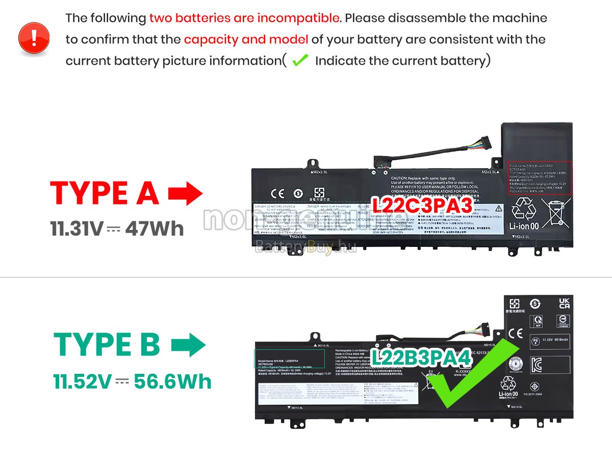 Lenovo IdeaPad SLIM 5 14ABR8-82XE0097FR helyettesítő akkumulátor