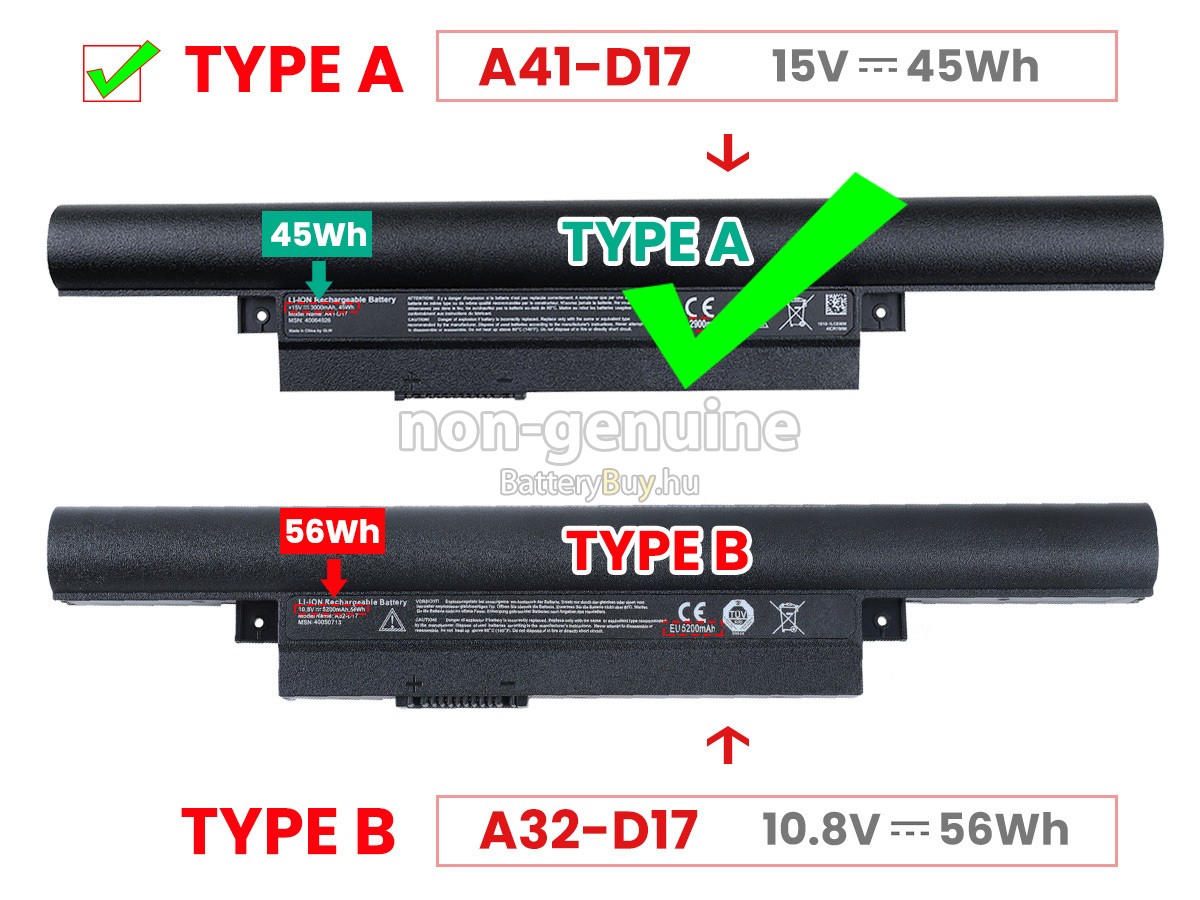 Medion A41-D17 helyettesítő akkumulátor