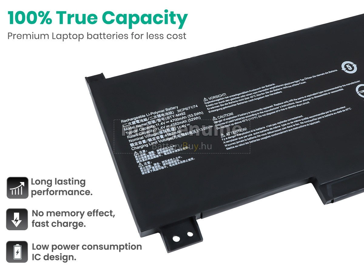 MSI PRESTIGE 14 A12UC-066PT helyettesítő akkumulátor