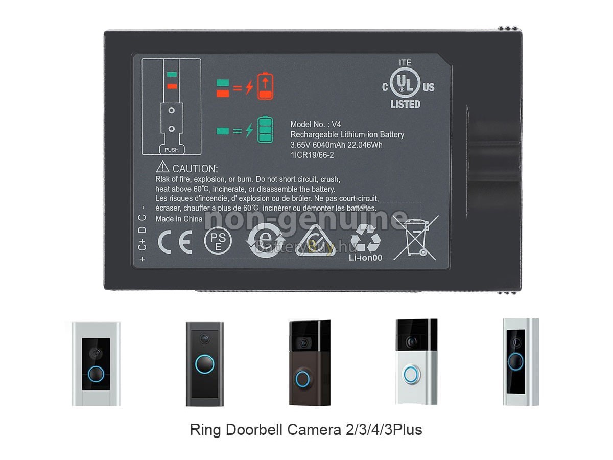 Ring DOORBELL 4 WIRELESS DOORBELL WITH CAMERA helyettesítő akkumulátor