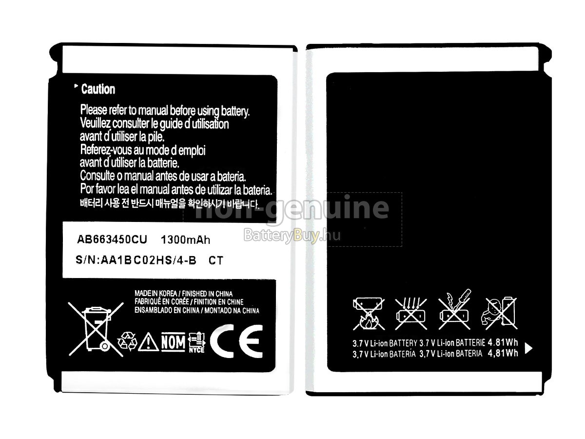 Samsung AB653450CABSTD helyettesítő akkumulátor