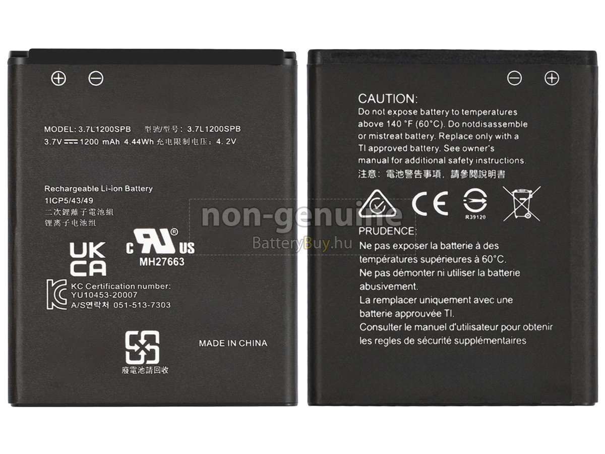 Texas Instruments 3.7L1200SP helyettesítő akkumulátor